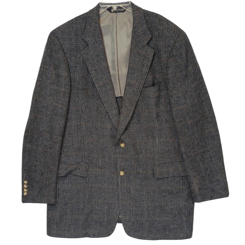 Austin Reed Mens Pure Virgin Wool Tweed Blazer Sport Coat Classic Preppy Vintage